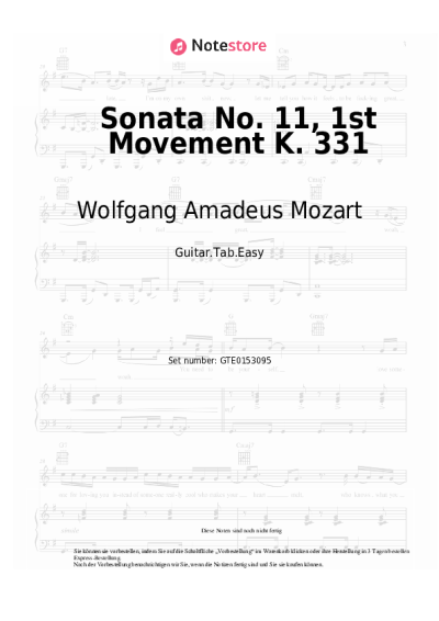 undefined Wolfgang Amadeus Mozart - Sonata No. 11, 1st Movement K. 331