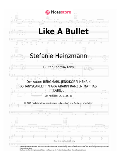 Noten, Akkorde Stefanie Heinzmann - Like A Bullet