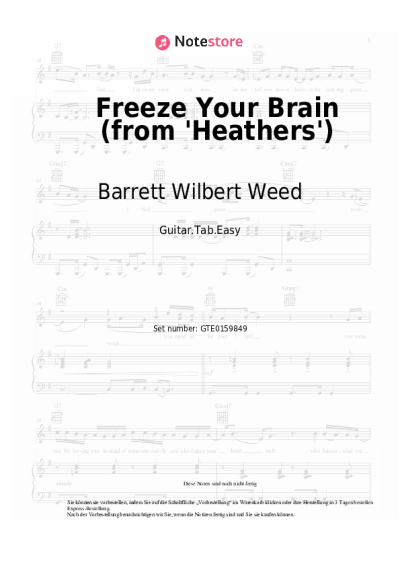 Noten, Akkorde Barrett Wilbert Weed, Ryan McCartan - Freeze Your Brain (from 'Heathers')
