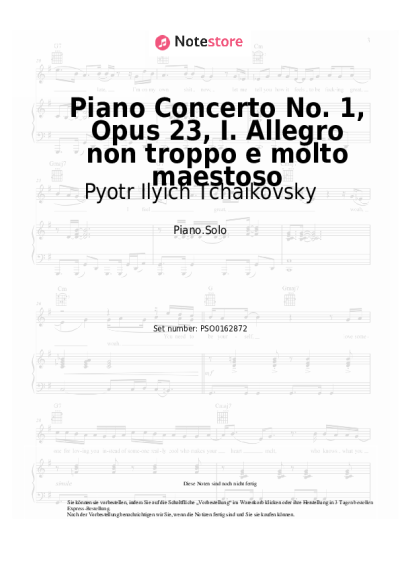 undefined Pyotr Ilyich Tchaikovsky - Piano Concerto No. 1, Opus 23, I. Allegro non troppo e molto maestoso