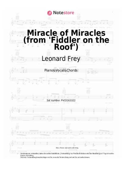 Noten, Akkorde Leonard Frey, Jerry Bock, Sheldon Harnick - Miracle of Miracles (from 'Fiddler on the Roof')