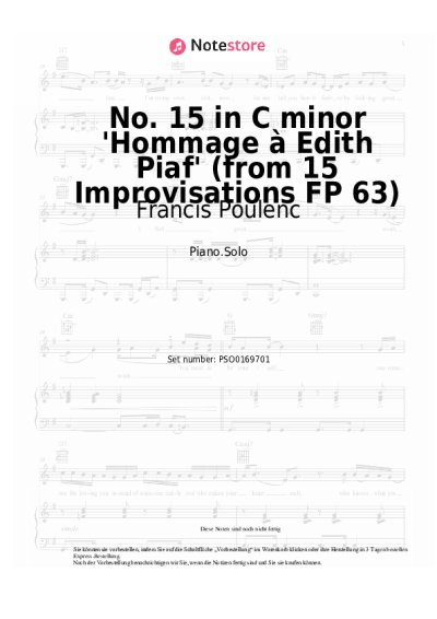 Noten, Akkorde Francis Poulenc - No. 15 in C minor 'Hommage à Edith Piaf' (from 15 Improvisations FP 63)