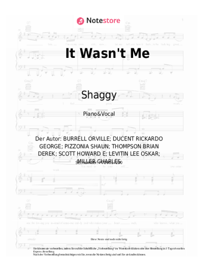 Noten, Akkorde Shaggy - It Wasn't Me