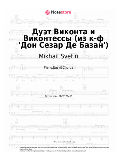 Noten, Akkorde Mikhail Svetin, Elena Kamburova - Дуэт Виконта и Виконтессы (из к-ф 'Дон Сезар Де Базан')