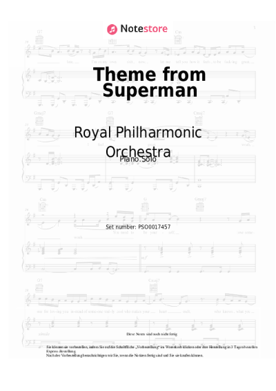 Noten, Akkorde Royal Philharmonic Orchestra, John Williams - Theme from Superman