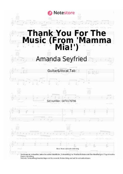 Noten, Akkorde Amanda Seyfried - Thank You For The Music  (From 'Mamma Mia!')