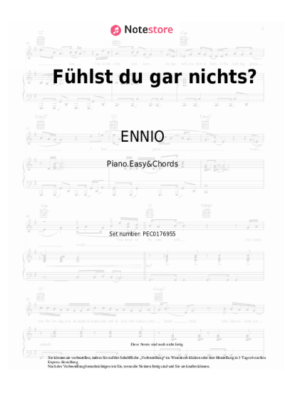 Noten, Akkorde ENNIO, Nina Chuba - Fühlst du gar nichts?