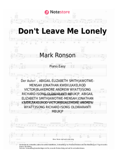 Noten, Akkorde Mark Ronson, YEBBA - Don't Leave Me Lonely