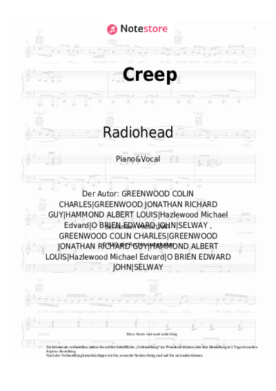 Noten, Akkorde Radiohead - Creep