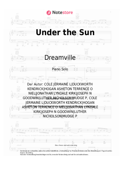 Noten, Akkorde Dreamville, J. Cole, DaBaby, Lute - Under the Sun