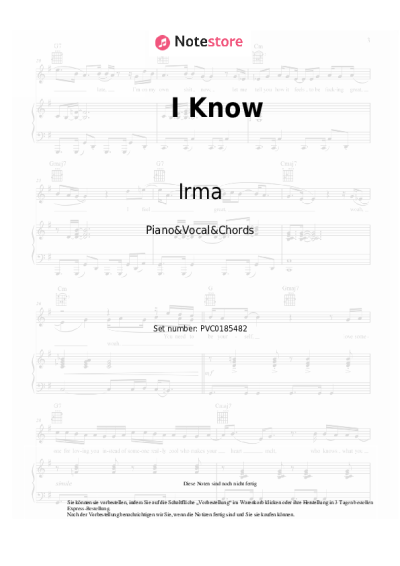 Noten, Akkorde Irma - I Know