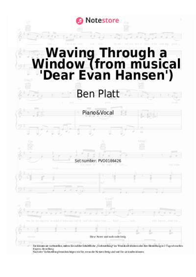 Noten, Akkorde Ben Platt - Waving Through a Window (from musical 'Dear Evan Hansen')