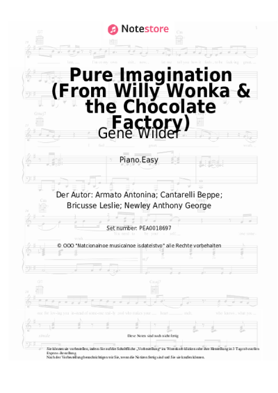 Noten, Akkorde Gene Wilder - Pure Imagination (From Willy Wonka & the Chocolate Factory)