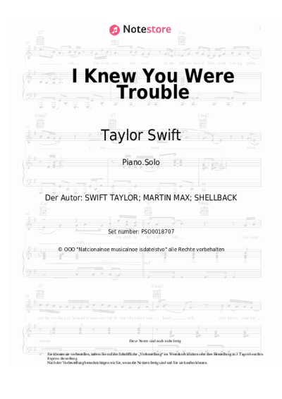 undefined Taylor Swift - I Knew You Were Trouble