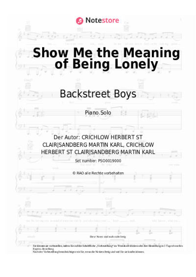 Noten, Akkorde Backstreet Boys - Show Me the Meaning of Being Lonely