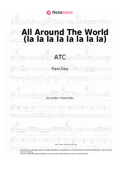 Noten, Akkorde ATC - All Around The World (la la la la la la la la)