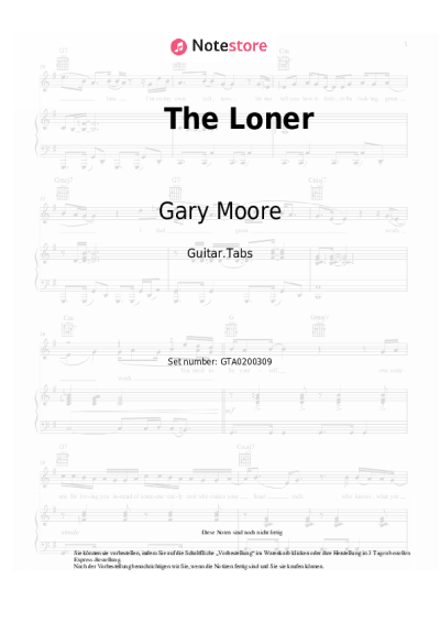 Noten, Akkorde Gary Moore - The Loner
