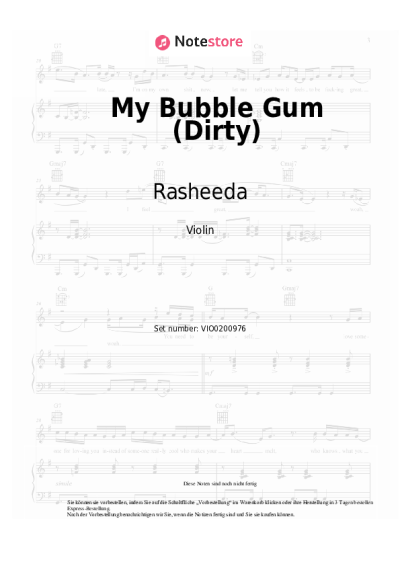 Noten, Akkorde Rasheeda - My Bubble Gum (Dirty)