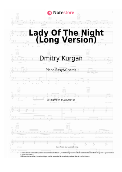 Noten, Akkorde Dmitry Kurgan - Lady Of The Night (Long Version)