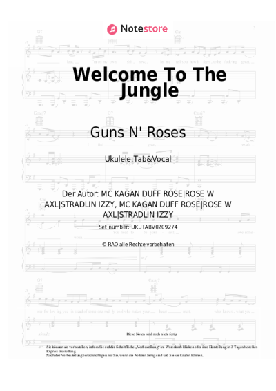 Noten, Akkorde Guns N' Roses - Welcome To The Jungle