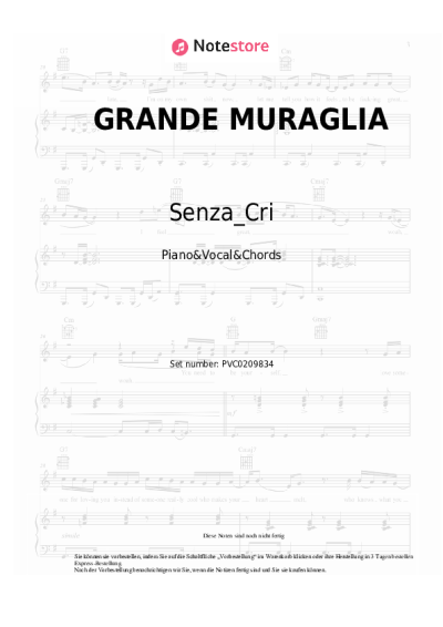 Noten, Akkorde Senza_Cri - GRANDE MURAGLIA