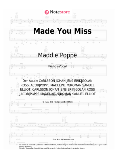 Noten, Akkorde Maddie Poppe - Made You Miss