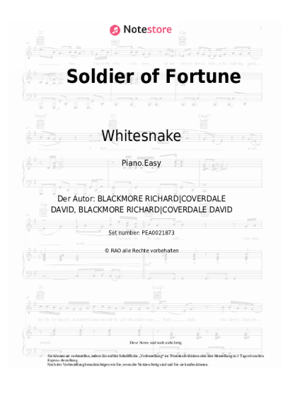 Noten, Akkorde Whitesnake - Soldier of Fortune