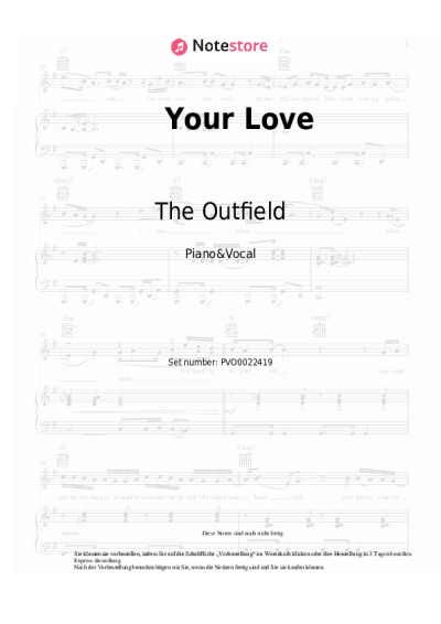 Noten, Akkorde The Outfield - Your Love
