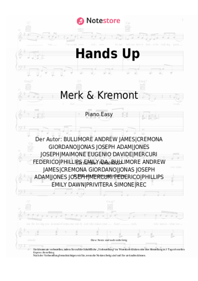 Noten, Akkorde Merk & Kremont, DNCE - Hands Up