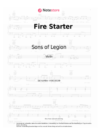 Noten, Akkorde Sons of Legion - Fire Starter