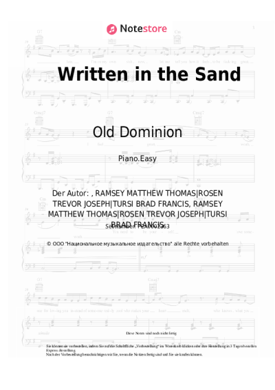 Noten, Akkorde Old Dominion - Written in the Sand