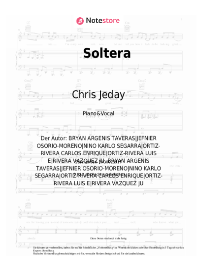 Noten, Akkorde Chris Jeday, Gaby Music, Lunay - Soltera