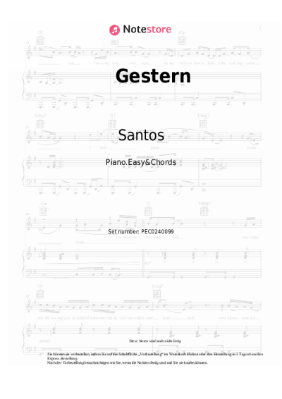 Noten, Akkorde Santos - Gestern