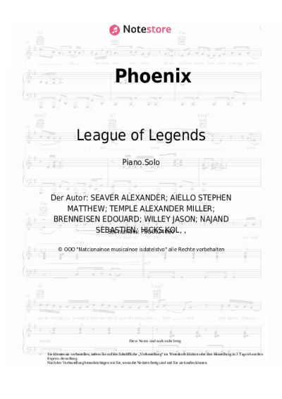 Noten, Akkorde League of Legends, Cailin Russo, Chrissy Costanza - Phoenix