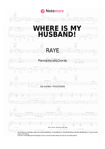 Noten, Akkorde RAYE - WHERE IS MY HUSBAND!