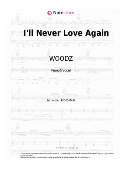 Noten, Akkorde WOODZ - I'll Never Love Again