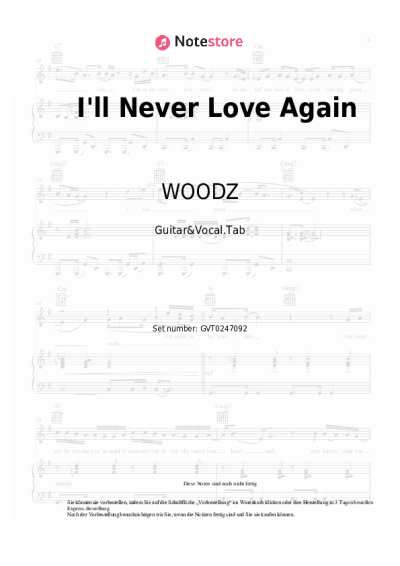 Noten, Akkorde WOODZ - I'll Never Love Again