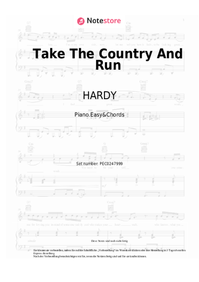 Noten, Akkorde HARDY - Take The Country And Run