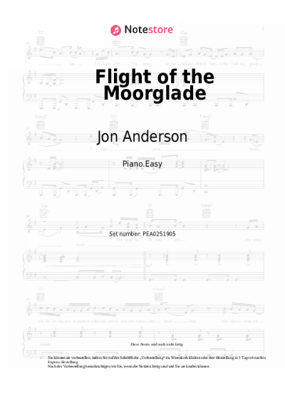 Noten, Akkorde Jon Anderson - Flight of the Moorglade