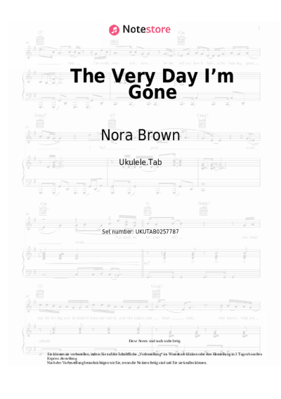 Noten, Akkorde Nora Brown - The Very Day I’m Gone