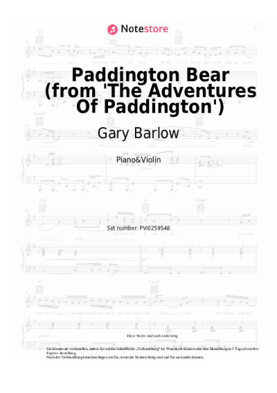 Noten, Akkorde Gary Barlow - Paddington Bear (from 'The Adventures Of Paddington')
