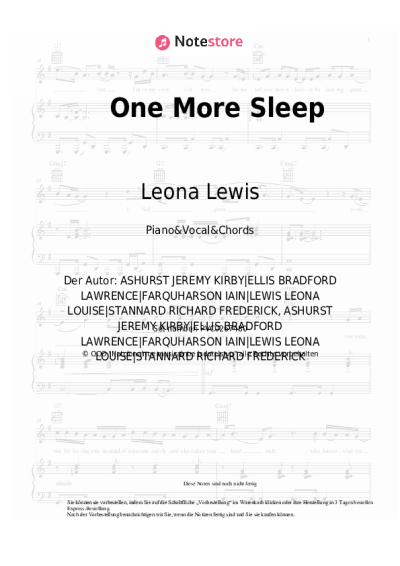 Noten, Akkorde Leona Lewis - One More Sleep