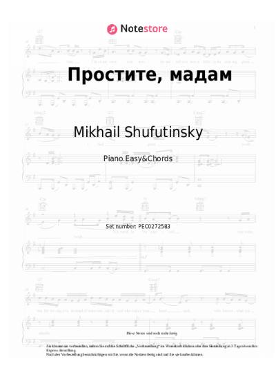 Noten, Akkorde Mikhail Shufutinsky - Простите, мадам