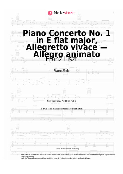 Noten, Akkorde Franz Liszt - Piano Concerto No. 1 in E flat major, Allegretto vivace — Allegro animato