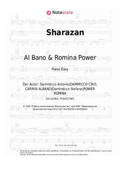 Noten, Akkorde Al Bano & Romina Power - Sharazan