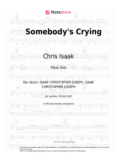 Noten, Akkorde Chris Isaak - Somebody's Crying