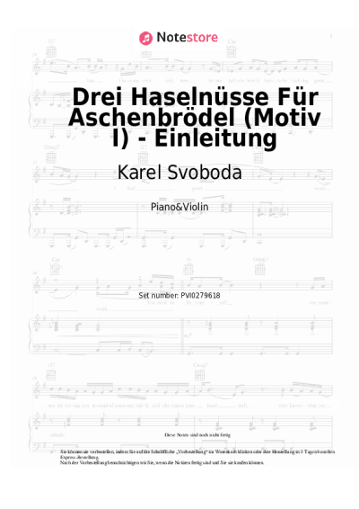 Noten, Akkorde Karel Svoboda - Drei Haselnüsse Für Aschenbrödel (Motiv I) - Einleitung