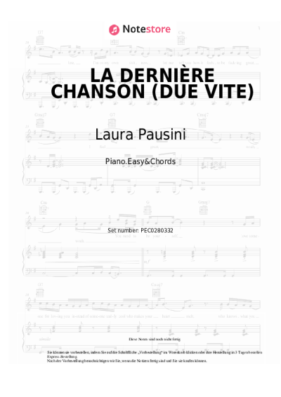 Noten, Akkorde Laura Pausini, Julien Lieb - LA DERNIÈRE CHANSON (DUE VITE)