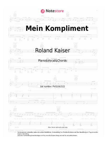 Noten, Akkorde Roland Kaiser - Mein Kompliment