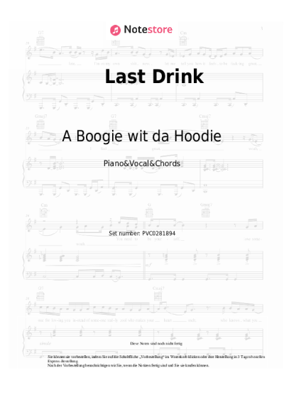 Noten, Akkorde A Boogie wit da Hoodie - Last Drink